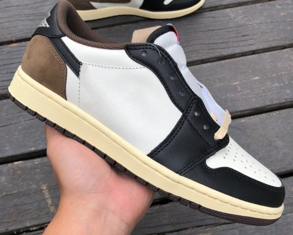 

ts x jumpman 1 low dark mocha basketball shoes 1s mens womens hip hop the designer soft leather outdoor sneaker with box