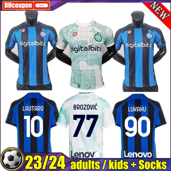 

eriksen inter soccer jerseys lukaku 22 23 dzeko correa vecino uniforms football shirts 2022 2023 milans skriniar brozovic barella lautaro je, Black;yellow