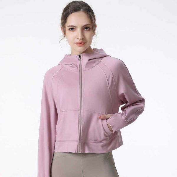 

women's hoodies sweatshirts alo yoga clothes long sleeved women cross-border double-layer breathable hooded zippered cardigan outdoor r, Black