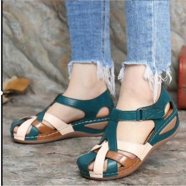 

sandals summer fashion retro round toe wedge cross buckle women's outdoor sports beach casual designers comfortable shoes 230313, Black