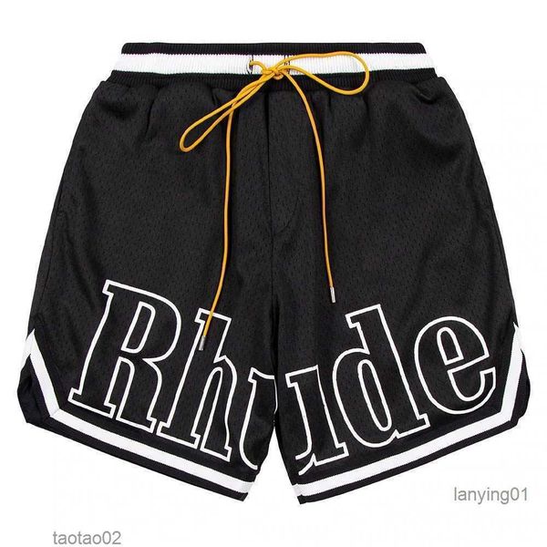 

designer shorts men's summer beach pants mesh material breathable loose fitness basketball rhude mensd5a5, White;black
