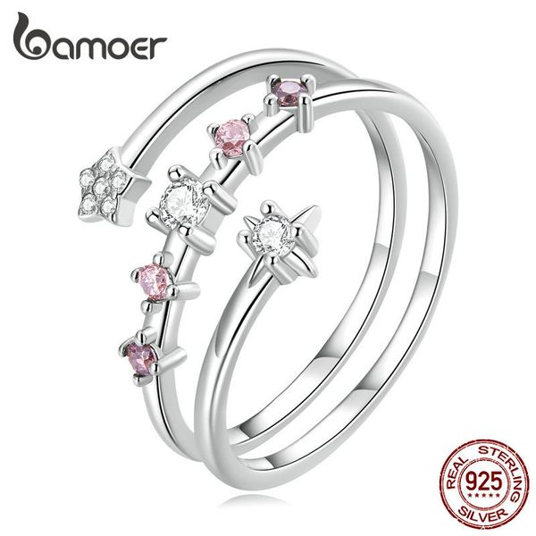 

wedding rings 925 sterling silver multilayer star ring clear and red zircon ring for women fashion birthday gift fine jewelry bsr310 230313, Slivery;golden