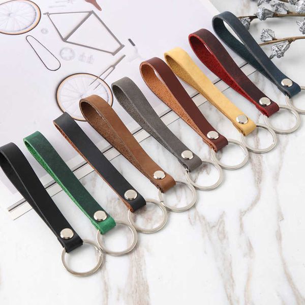 

keychains fashion handmade wrist str key holder artificial leaer rope pu keychain men women key chain auto pendant keyring accessory l230314, Silver