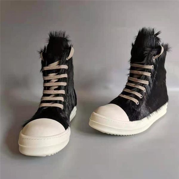 

new casual women's boots, horsehair upper, fashionable boot style, high-women's shoes, Black