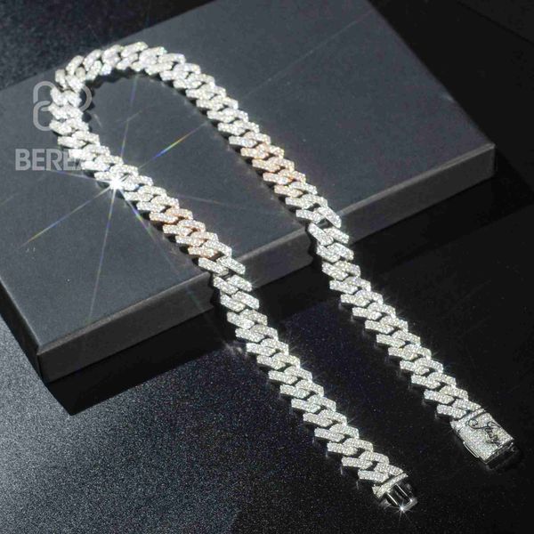 

925 sterling silver ice out moissanite diamond cuban chain hiphop necklace bracelet 18k gold plated cuban chain for men jewelry