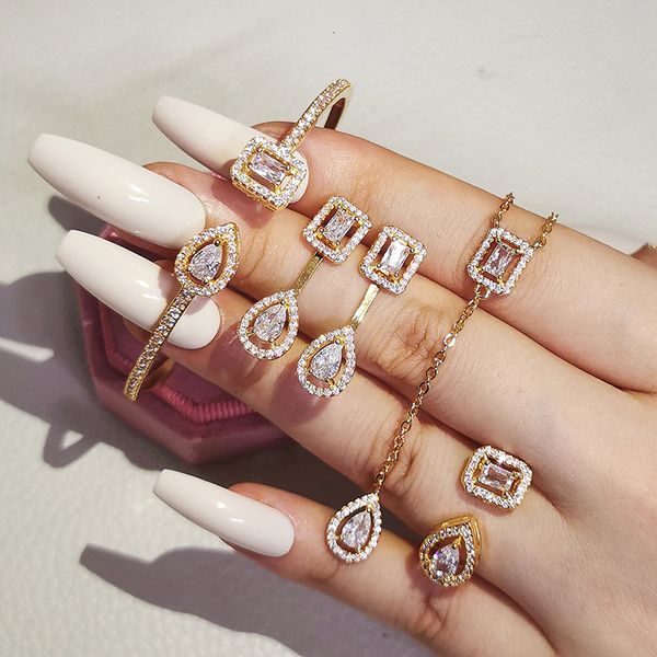 

wedding jewelry sets 4pcs pack 2023 luxury princess silver color bride dubai jewelry sets for wome anniversary gift jewelry wholesale j6177g, Slivery;golden