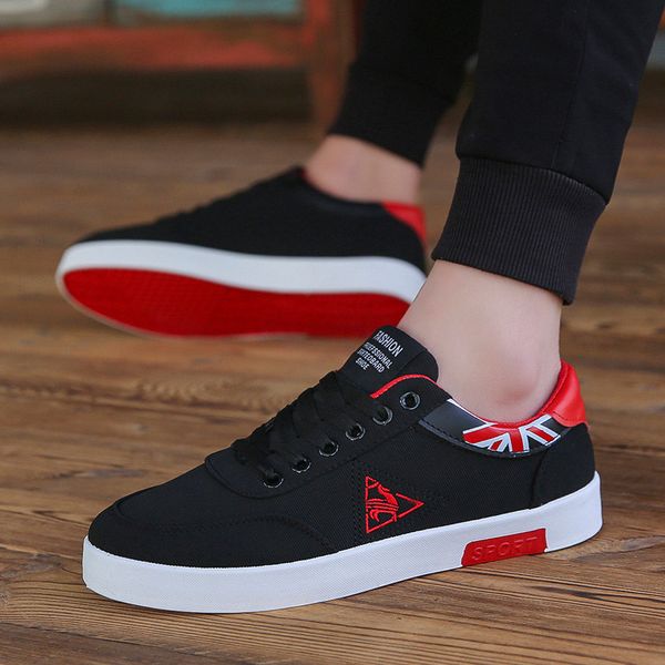 

dress shoes casual shoes for men lace-up breathable sneakers male flats shoes fashion board footwear canvas vulcanized shoes tenis masculino, Black
