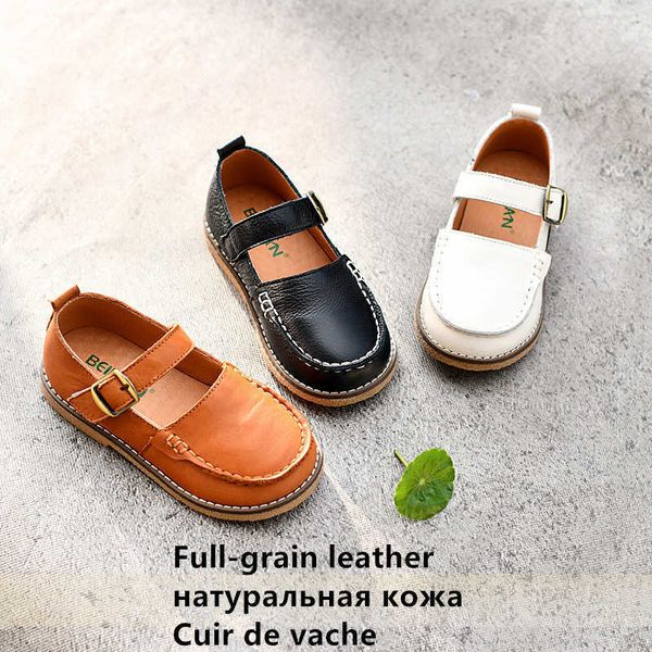 

flat formal occasion children casual cowhide boys genuine leather baby girls shoes kids flat shoes p230314, Black;grey