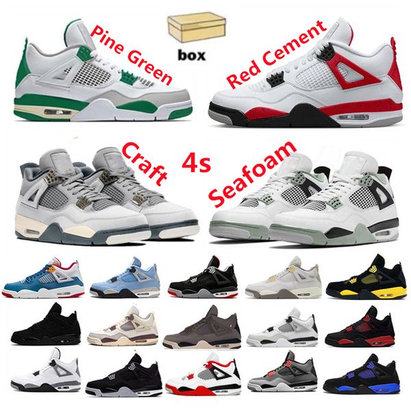 

4 pine green se craft seafoam basketball shoes 4s military black canvas cat midnight navy metallic purple blue red thunder cement bred infra