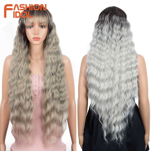 

synthetic wigs fashion idol 30inch synthetic wig long water wave cosplay wigs for black women ombre brown high temperature fiber wavy fake h