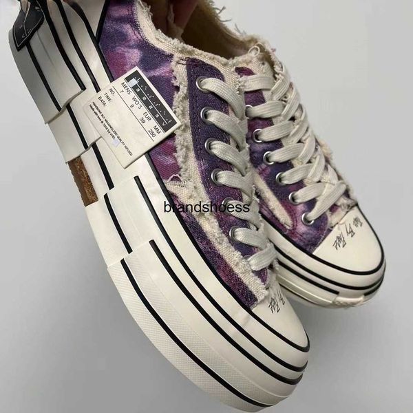 

xvessel wu jianhao's hip hop 3 co branded purple tie dye low vulcanized canvas shoes for men and women beggar's shoes, Black