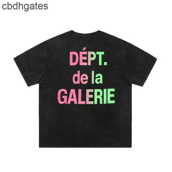 

shirts fashion t shirt dept 22ss 2023 american mens brand wash letter galleryes short sleeve t-shirt men women high street half 2v6q, White;black