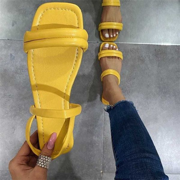 

women sandals summer slippers new flat bottom two wear one line slides, Black