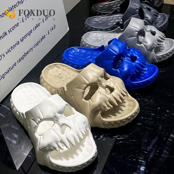 

slippers summer personalized skull slides for women men soft eva could slipper flat beach sandals casual couple fun flip flops 230314, Black