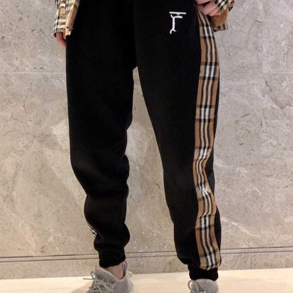 

side stripe sweatpants designer mens pants love terry breathable track pants waist drawstring men women trousers trendy slacks, Black