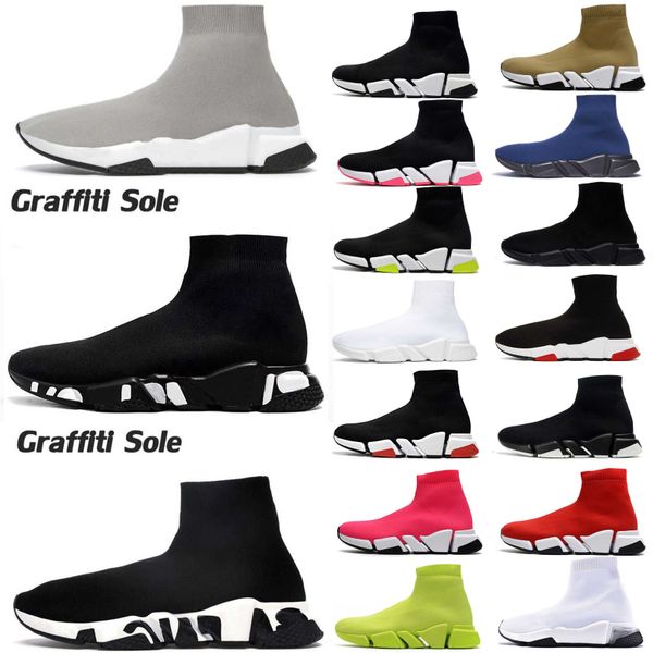 

2023 designer sock shoe casual shoes mens womens paris triple black white red green flat trainers sneakers fashion platform walking outdoor