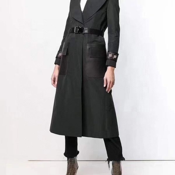 

womens trench coats designer luxury women windbreaker body double f jacket loose belt coat female casual long trenchs coat womens designer w, Tan;black