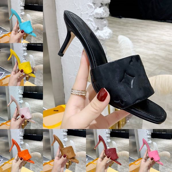 

solid monograms embossed revival sandal slippers .5cm padded heels sandals real leather mule excellent pump stilettos waterfront flip flops, Black