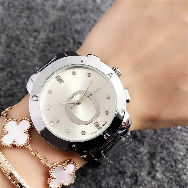 

fashion women girls crystal steel metal band quartz wrist watch p37219y, Slivery;brown