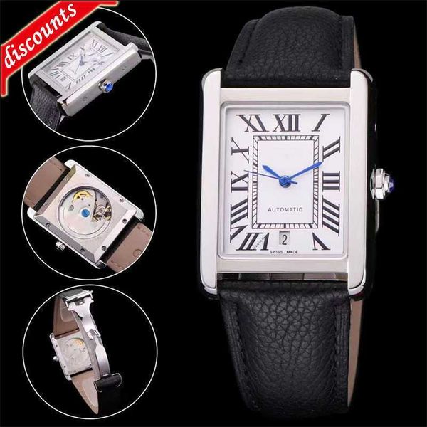 

luxury watch wristwatches automatic leather square watches 32mm stainless steel mechanical watches case and bracelet fashion womens male wri, Slivery;black