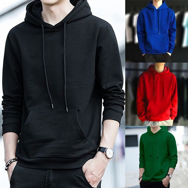 

men's hoodies sweatshirts autumn men hoodies harajuku korean version loose sweatshirts solid color long sleeve pullover hooded sweatshi, Black
