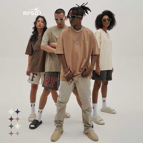 

men's t-shirts rfsd men's | 2023 summer new earth 230g loose short sleeve ins fashion t-shirt men, White;black