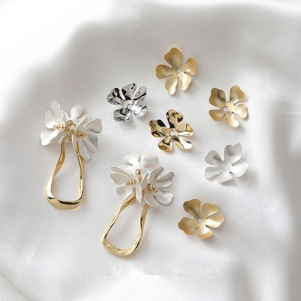 

charms style 40pcslot cartoon flowerspetal shape copper floating diy jewelry earringgarmenthair accessory 230313, Bronze;silver