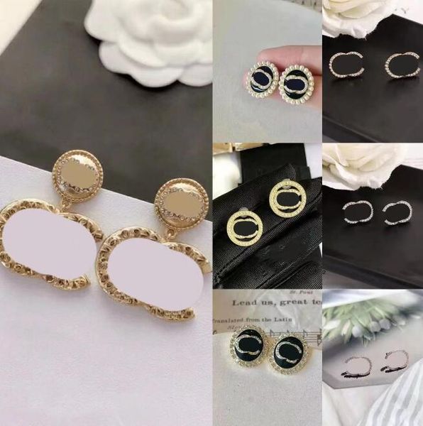 

women designer stud 925 silver famous cubic zirconia dangle earring for ladies crystal rhinestone pearl earring studs earrings fashion jewel, Golden;silver
