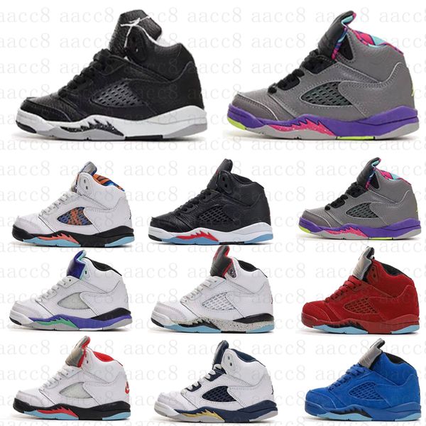 

kids shoes 5s trainers sneakers high athletic outdoor sports summer white baby shoes basketball size 25-35 htrr5, Black