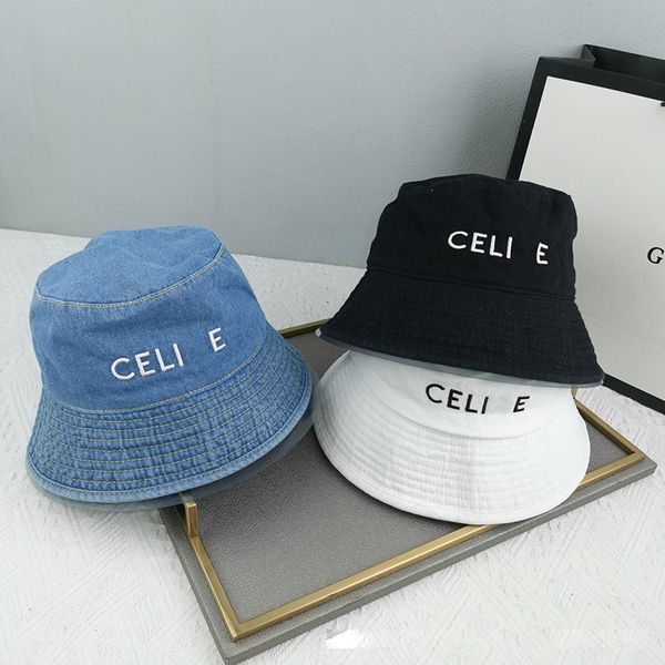 

designer wide brim denim fisherman bucket caps hats for men women luxury sun protection casual outdoor spring summer beach vacation solid ge, Blue;gray