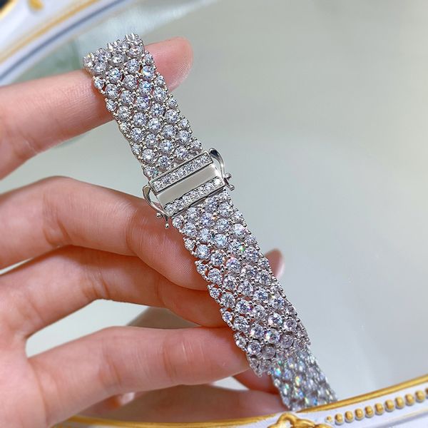 

valuable moissanite bangle bracelet 100% real 925 sterling silver wedding bracelets for women bridal promise party jewelry gift, Golden;silver