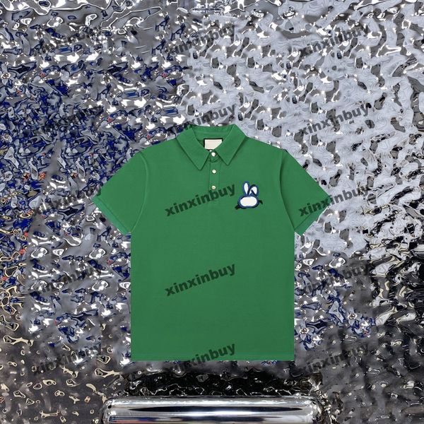 

xinxinbuy men designer tee t shirt 23ss rabbit patch letter embroidery short sleeve cotton women black white green red m-2xl, Black;brown