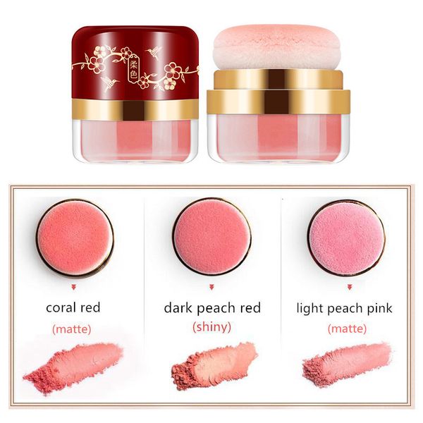 

other makeup 3pcs matte shiny face blush for mineral cheek loose powder red rouge peach pink palette cosmetic gift 230314