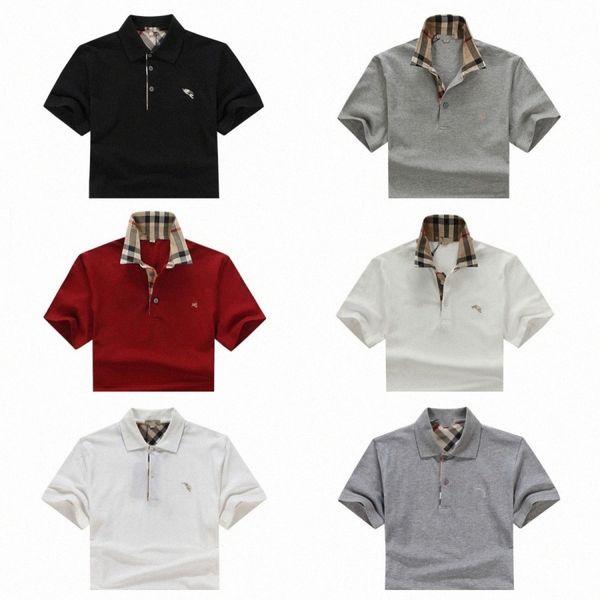 

mens polos shirts men's shirt lapel shorts plaid tee england style summer embroidery pattern check tees y5bl#, White;black