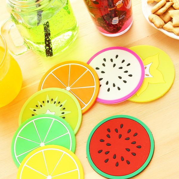 

grey table mats, Colorful jelly color fruit shape coaster silicone coaster creative coaster coaster