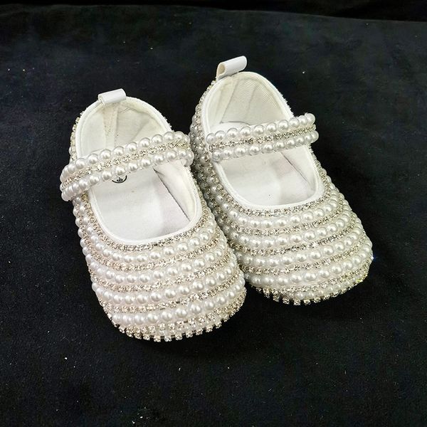 

first walkers dollbling pure white children's shoes pearl customization handmade baptism birthday present princess little girl shoes 23