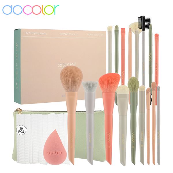 

makeup tools docolor 17pcs brushes set eye shadow blush powder blending foundation cosmetic brush with sponges and bag 230314
