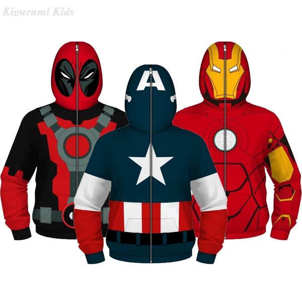 

hoodies sweatshirts spring autumn clothes boys long sleeve full zipper kids boy hoodies children sweatshirts anime cosplay costume teenager, Black