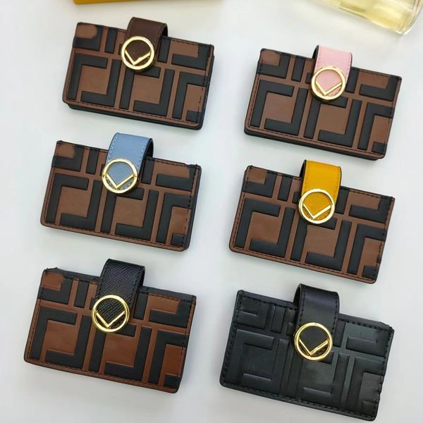 

designer's new card bag short walletcoin purse high-quality leather card protective sleeve buckle large capacity credit card clip bag k, Red;black