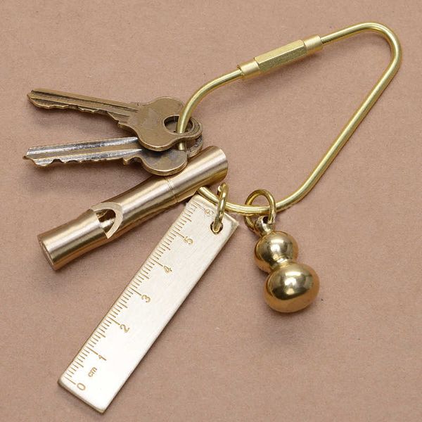 

keychains brass chain wi lo d chain golden camping carabiner survival equipment bules hooks ring accessories l230314, Silver