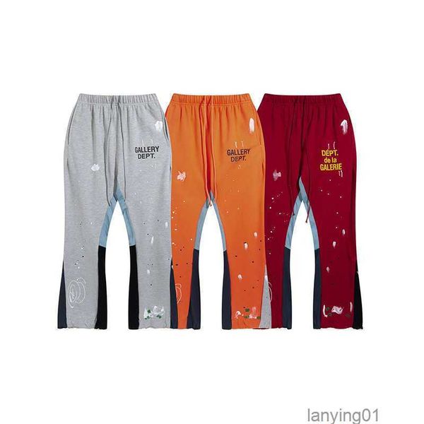 

fashion galleries 2023 pants sports pant dept mens brand hand-painted splash-ink graffiti loose high street men's casual for lovers xjr, Black