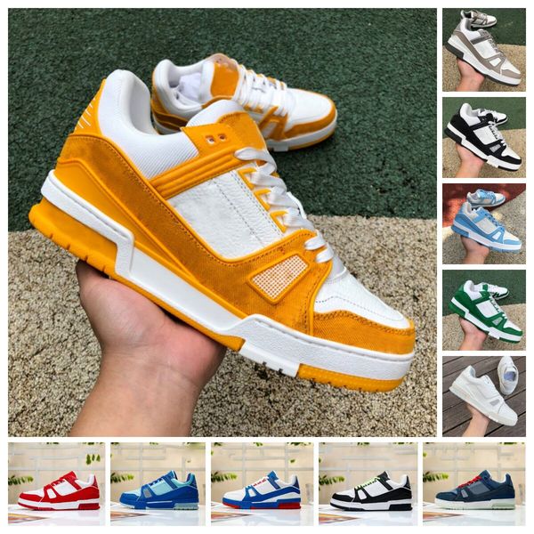 

sneakers men trainer designer casual shoes white black vintage platform trainers yellow green denim monograms orange shoes rubber canvas lea