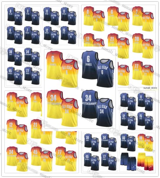 

custom 2023 all-star basketball jerseys domantas sabonis shai gilgeous-alexander lauri markkanen demar derozan jaylen brown bam adebayo juli, Black;red