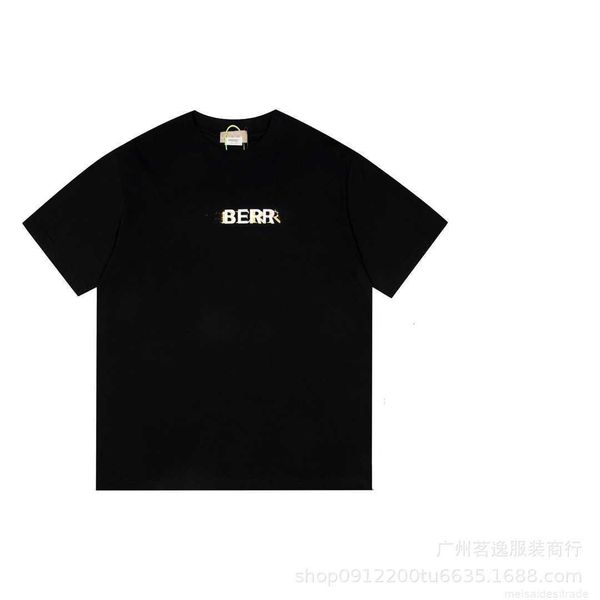 

correct version b burbry luxury designer of bu bronzing gum printing font round neck short sleeve t-shirt is versatile for lovers with same, White;black