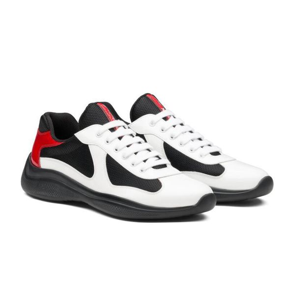 

wholesale america cup sneakers shoes men patent leather & mesh trainer rubber sole fabric runner sports lace-up nylon discount casual walkin, Black