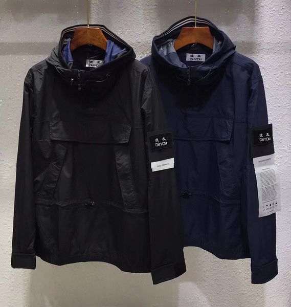 

duyou mens jackets windbreaker zip hooded sunscreen outerwear hip hop designer coats armband fashion spring and autumn waterproof parkas siz, Black;brown