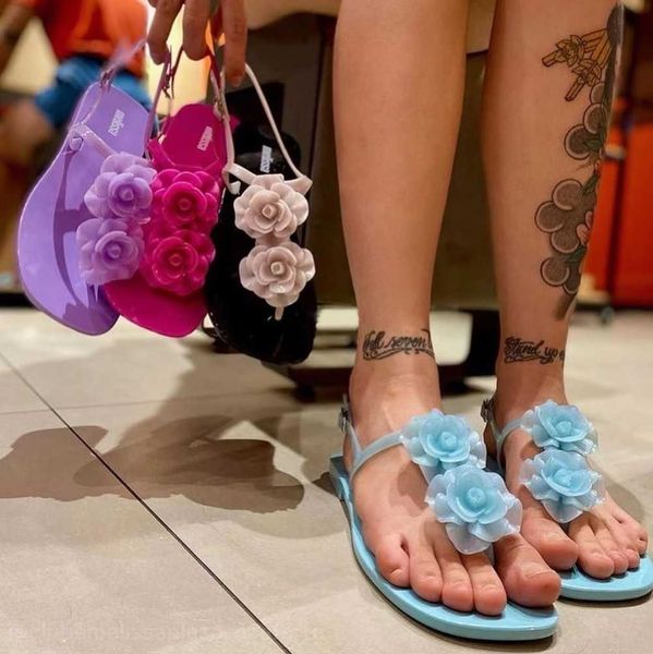 

2023 summer melissa sandals floral roses thong sandal logo shoes slides flip flops slingback mule slip on flat sliders scuffs ankle strap sl, Black