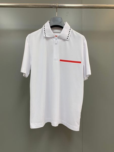 

summer retro style mens polo comfortable cotton zipper placket design luxury brand designer polo shirt, White;black