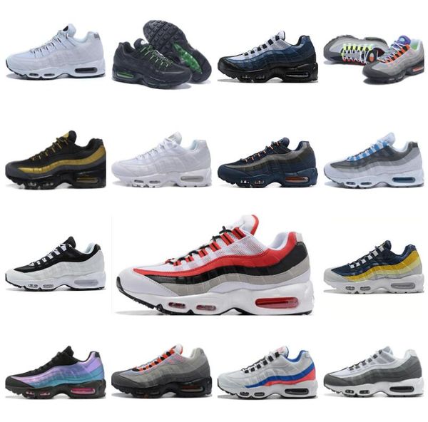 

og 95 running shoes men 95s triple black white crystal blue denham neon solar red smoke grey matte olive running club mens trainers outdoor