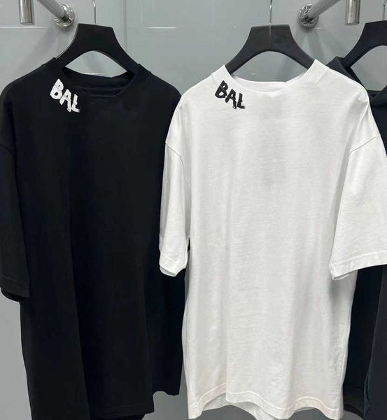 

ss23 graffiti designer balencigas women t shirt color letter printing short-sleeved fashion men and women's same pure cotton round neck, White;black
